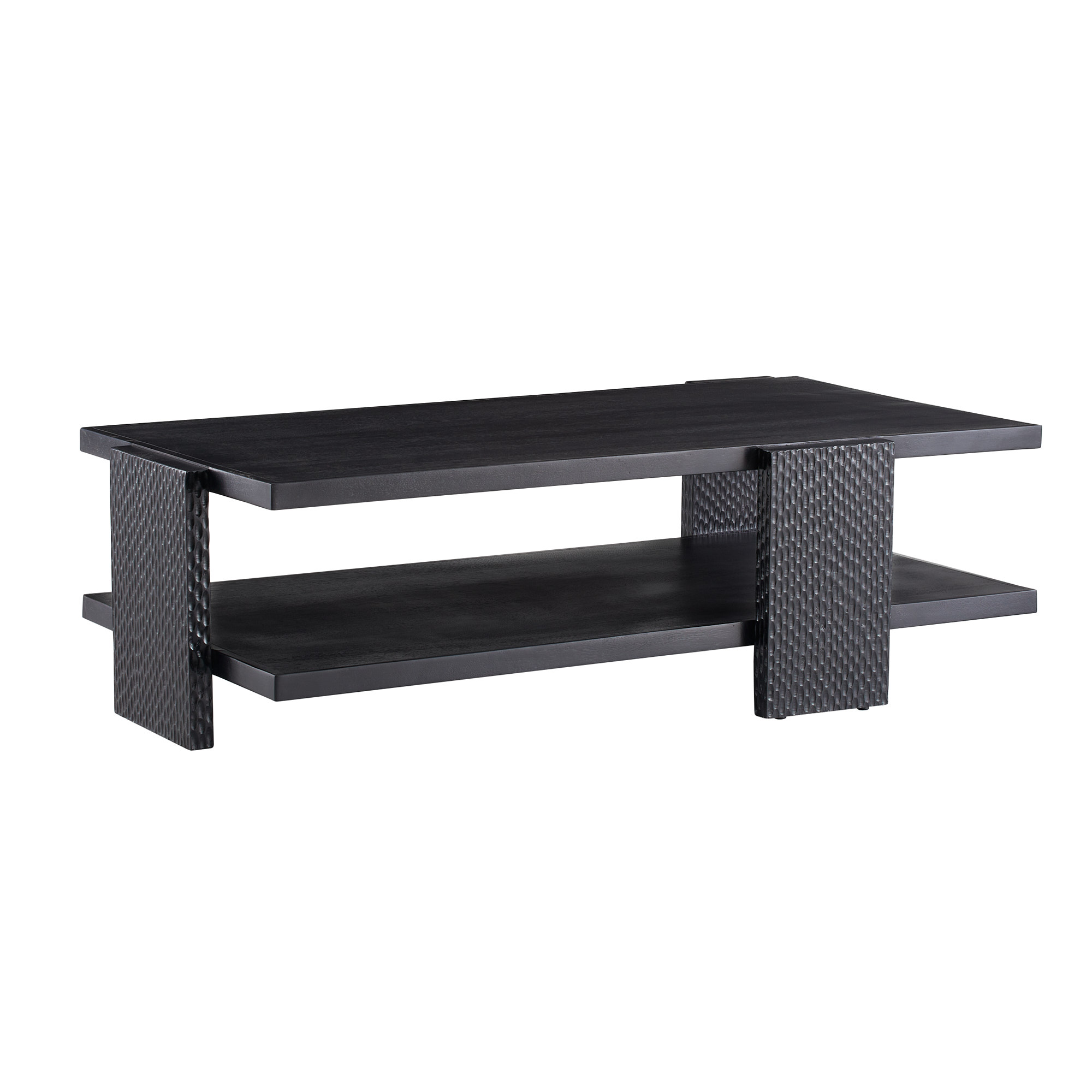 4900 - Aiden Coffee Table - Handcarved Soft Black Waxed, Wood