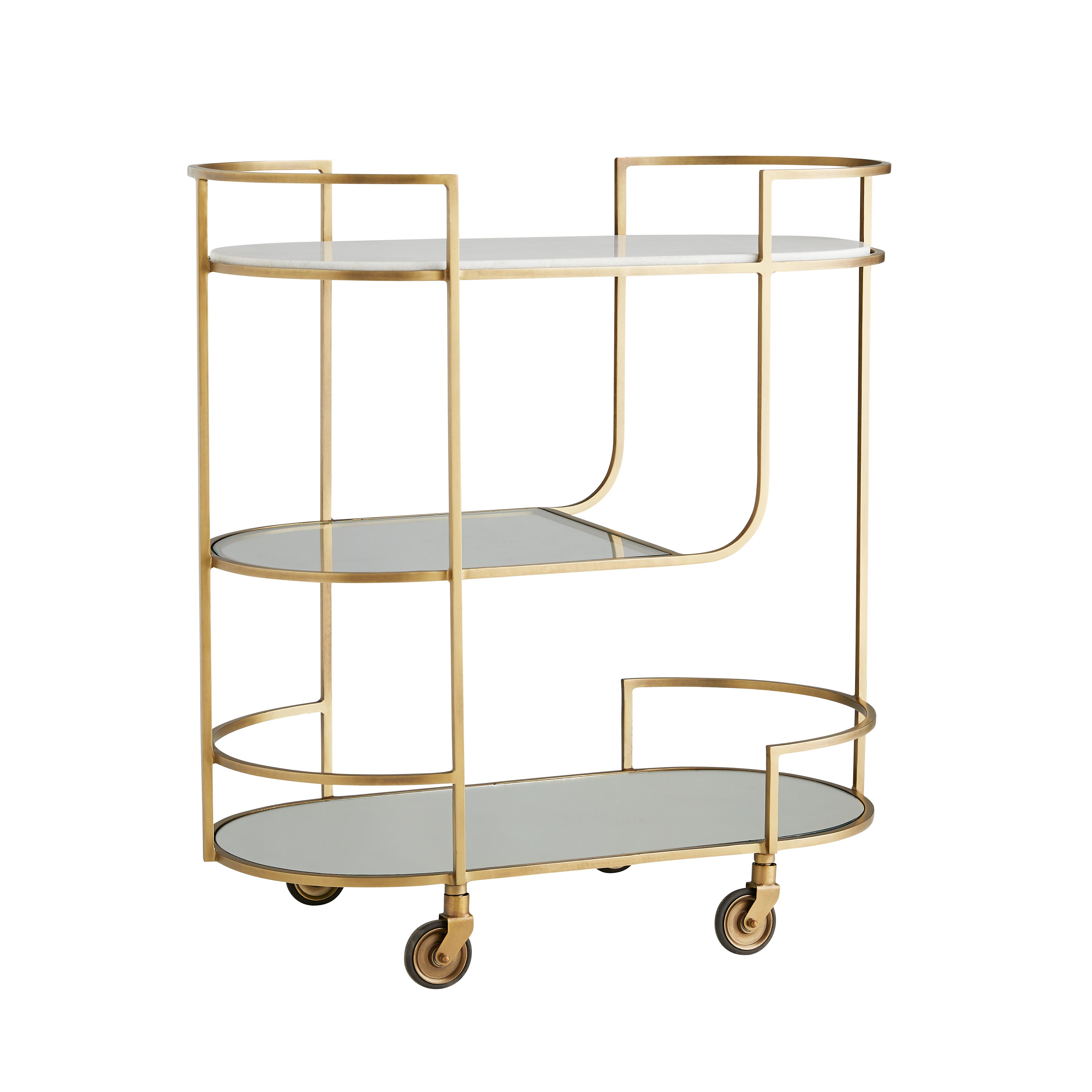 6857 - Trainor Bar Cart - Antique Brass, Iron