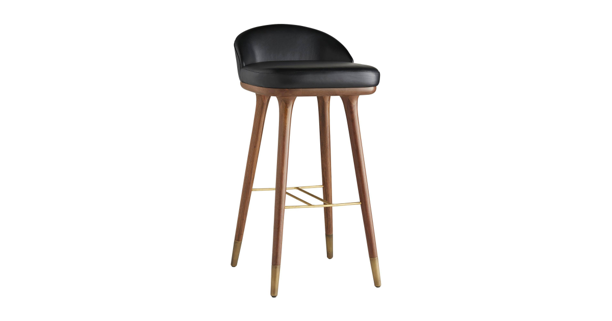 6866 - Walsh Bar Stool - Black, Leather