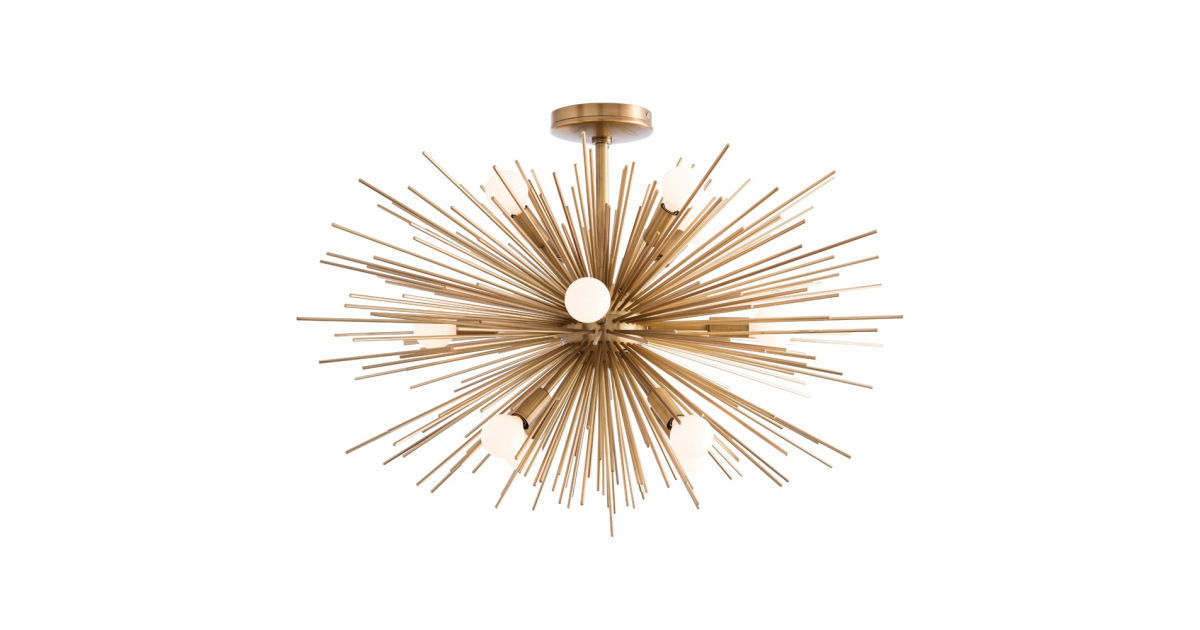 89967 - Zanadoo Fixed Chandelier - Antique Brass, Steel