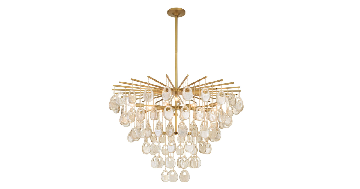 DLC47 - Jacqueline Large Chandelier - Amber, Seeded Slump Glass