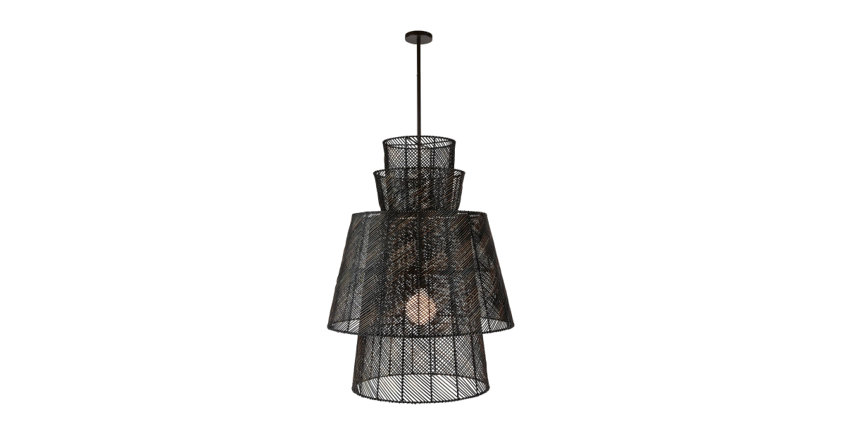 DSS03 - Chester Pendant - Dark Gray Wash, Rattan