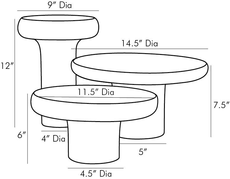 7607 Phoebe Vases, Set of 3 One Each, Smoke, Rose, Teal