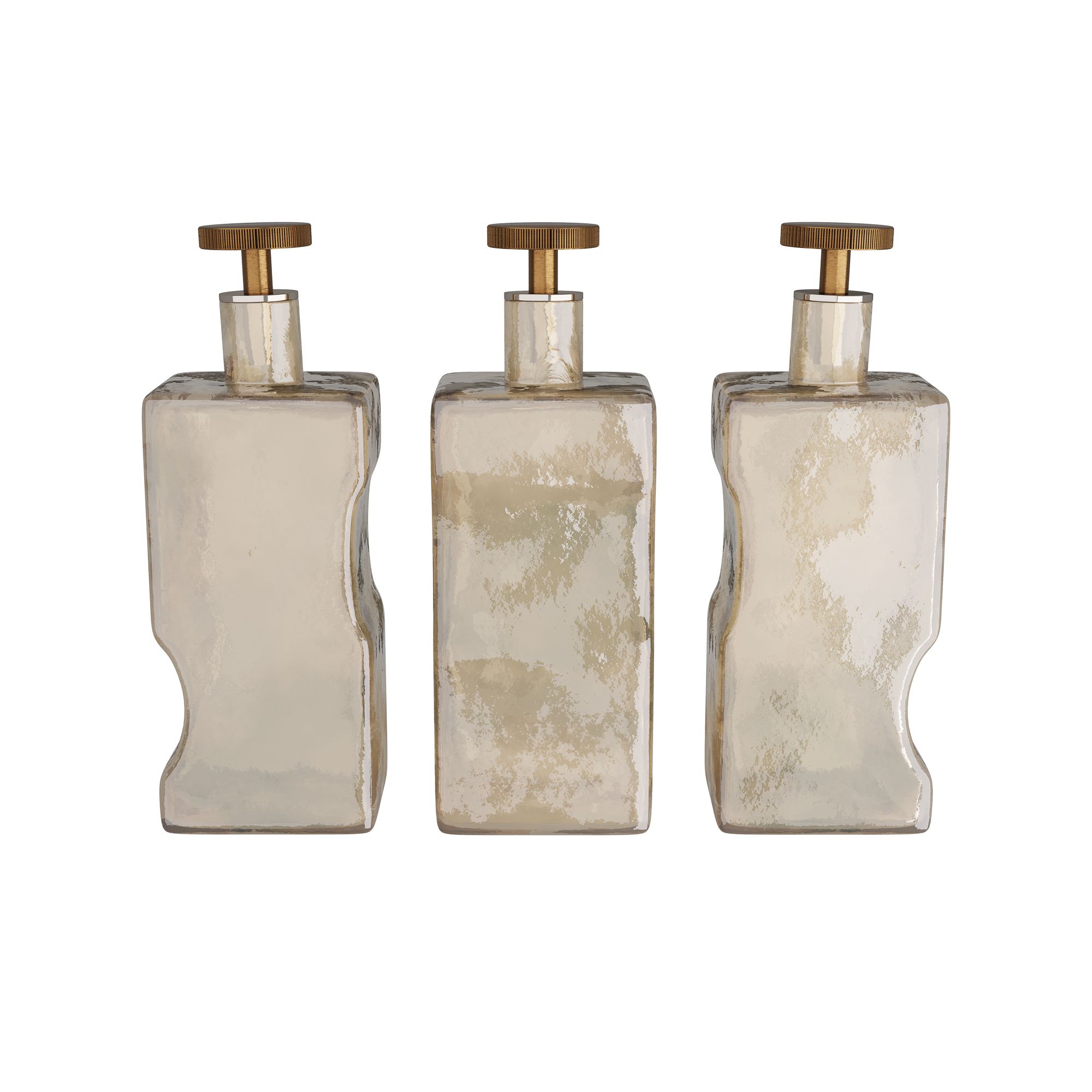 ARI09 Zerdomo Decanters, Set of 3 Smoke Luster