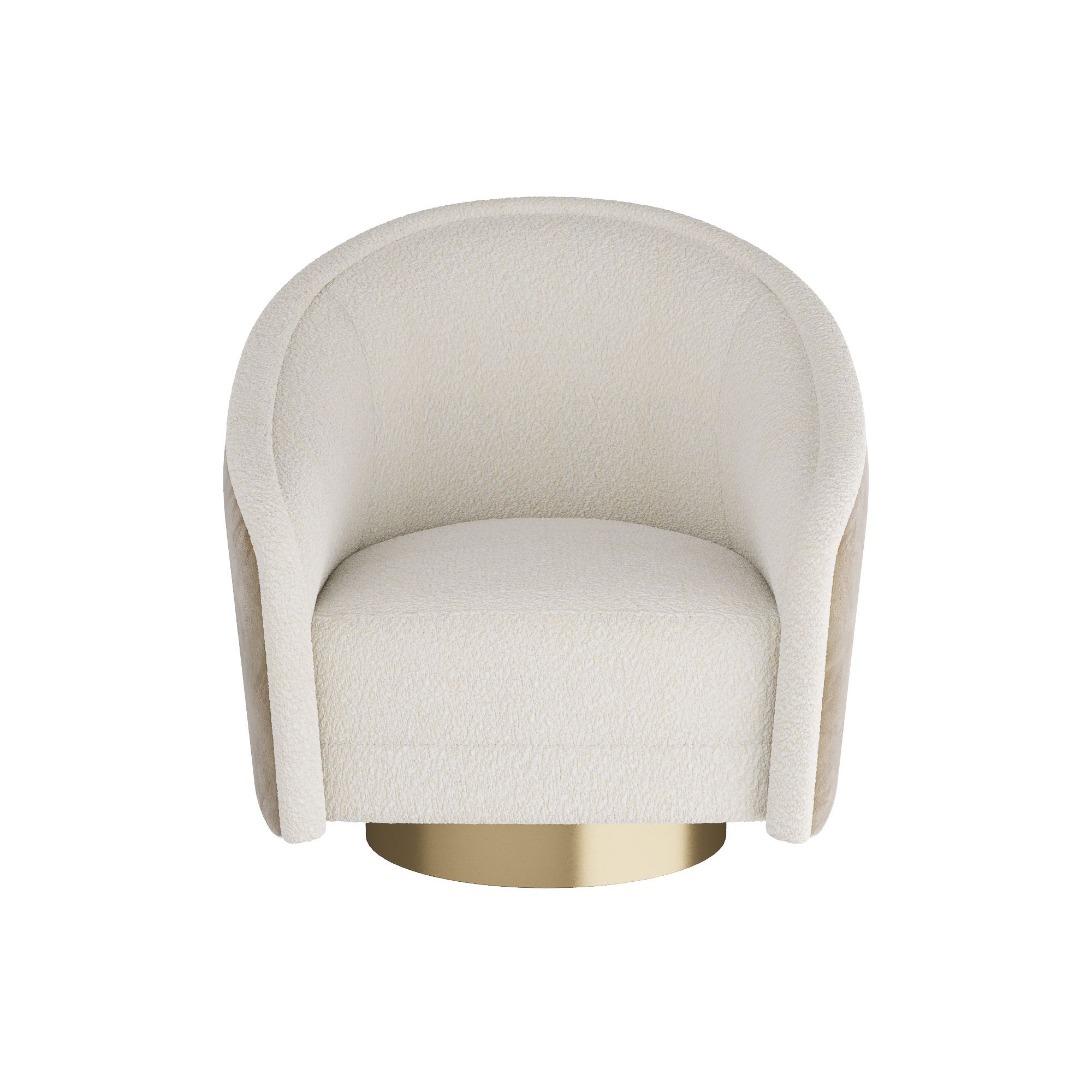 FRU05 Aljona Swivel Chair Cream Sherpa Oyster Leather Cream Sherpa