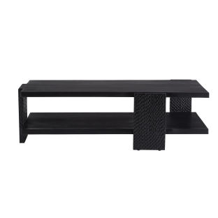4900 - Aiden Coffee Table - Handcarved Soft Black Waxed, Wood