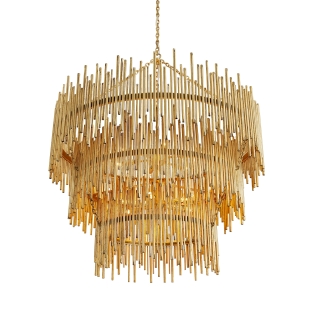 84033 - Prescott Three Tiered Chandelier - Gold Leaf, Iron