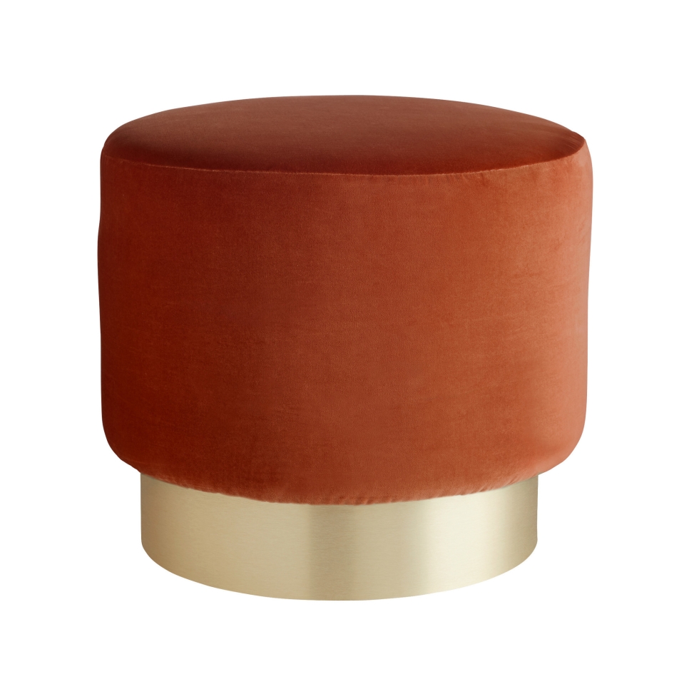 Avalon Ottoman Persimmon Velvet Champagne Swivel