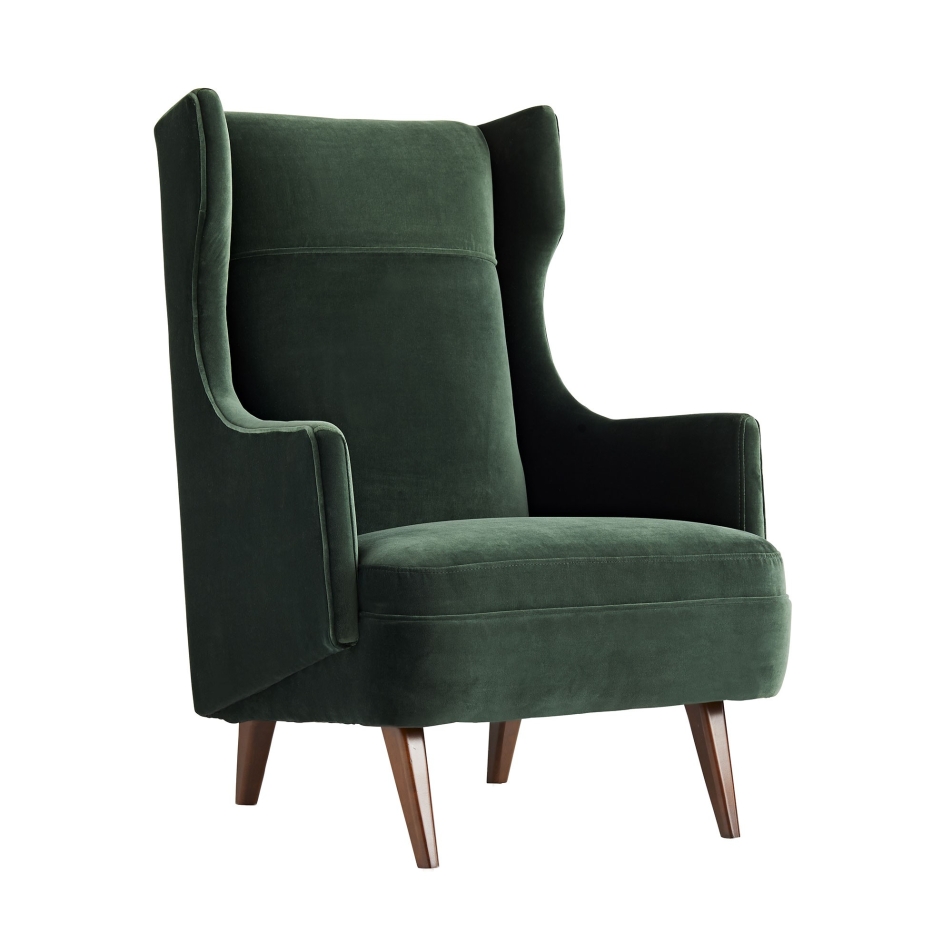 Budelli Wing Chair, Forest Velvet