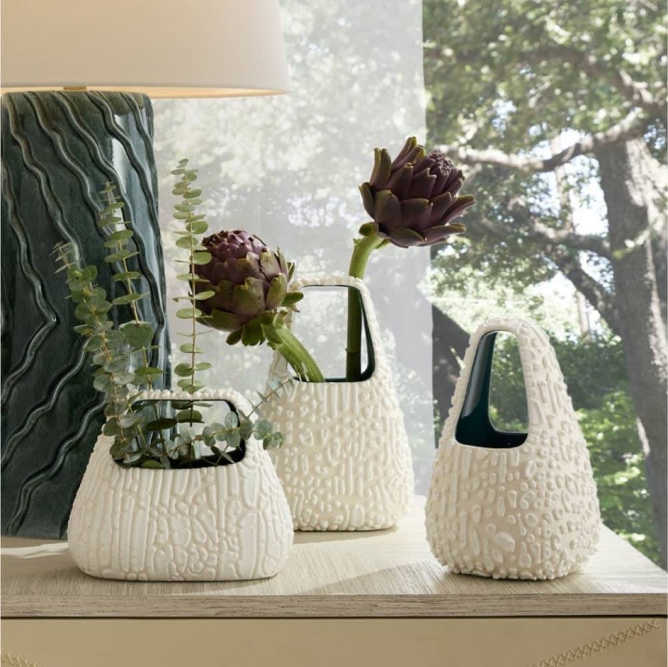 AVE10 - Hedda Vases, Set of 3 - Vanilla Foam, Porcelain