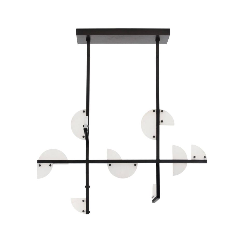 DLC41 - Nova Alabaster Linear Chandelier - English Bronze, Iron