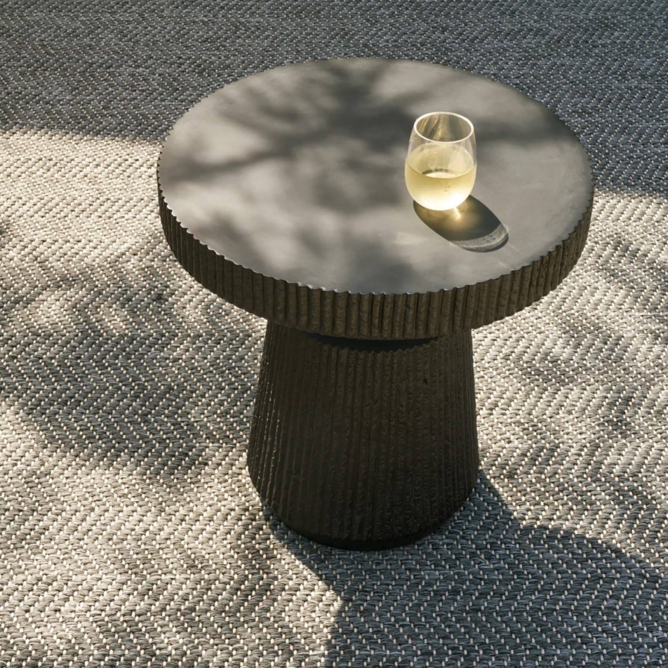 FES08 - Boyden Outdoor End Table - Black, Volcanic Rock