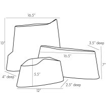 7896 Hasta Vases, Set of 3 Product Line Drawing