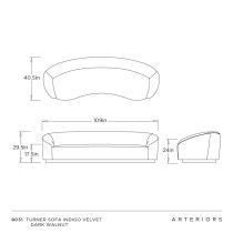 8031 Turner Sofa Indigo Velvet Dark Walnut 