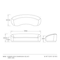 8032 Turner Sofa Sharkskin Velvet Grey Ash 