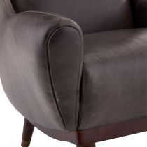 8107 Ophelia Lounge Chair Graphite Leather Dark Walnut Back Angle View