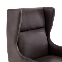 8107 Ophelia Lounge Chair Graphite Leather Dark Walnut Detail View