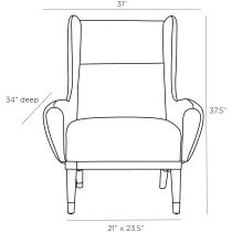 8107 Ophelia Lounge Chair Graphite Leather Dark Walnut Product Line Drawing