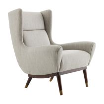 8123 Ophelia Lounge Chair Fossil Tweed Dark Walnut Angle 2 View