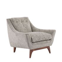 8124 Neptune Lounge Chair Oyster Jacquard Dark Walnut Angle 1 View