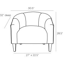8130 Misha Accent Chair Peacock Velvet Dark Walnut Product Line Drawing