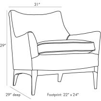 8134 Ferguson Chair Peacock Chenille Walnut Product Line Drawing