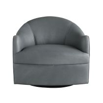 8142 Delfino Chair Anchor Grey Leather Swivel Angle 1 View