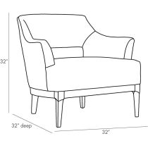 8151 Laurette Chair Moonlight Grid Chenille Dark Walnut Product Line Drawing