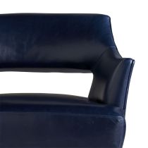 8152 Laurette Chair Indigo Leather Dark Walnut Back View 