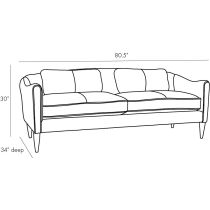 8154 Vincent Sofa Butterscotch Leather Dark Walnut Product Line Drawing