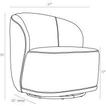 8158 Kaitlyn Swivel Chair Mist Velvet Swivel Product Line Drawing
