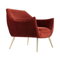 8160 Leandro Lounge Chair Paprika Velvet Angle 2 View