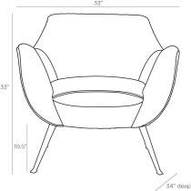 8160 Leandro Lounge Chair Paprika Velvet Product Line Drawing