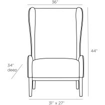 8170 Pierce Wing Chair Stone Boucle Dark Walnut Product Line Drawing