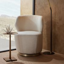 8171 Poppy Chair Cloud Bouclé Champagne Swivel Enviormental View  2