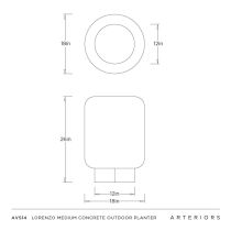 AVS14 Lorenzo Medium Concrete Outdoor Planter Product Line Drawing