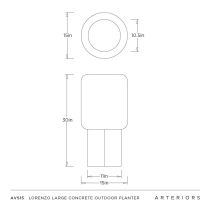AVS15 Lorenzo Large Concrete Outdoor Planter Product Line Drawing
