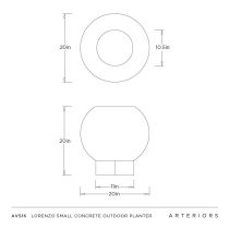 AVS16 Lorenzo Small Concrete Outdoor Planter Product Line Drawing