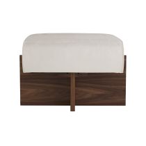 DB8004 Tuck Ottoman Ivory Leather Angle 1 View