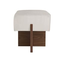 DB8004 Tuck Ottoman Ivory Leather Angle 2 View