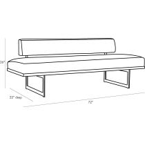 DB8001 Tuck Bench Bone Linen Product Line Drawing