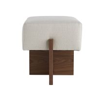 DB8002 Tuck Ottoman Bone Linen Angle 2 View