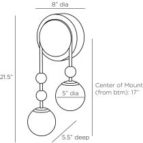 DWC22 Beverly Sconce, Left Product Line Drawing