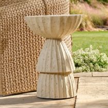 FAS18 Nereo Chiseled Concrete Outdoor Accent Table Enviormental View 1