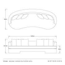 FFS08 Helene Curved Outdoor Sofa Product Line Drawing