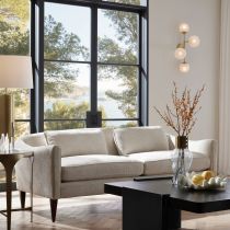 FFU05 Vincent Sofa Textured Ivory Dark Walnut Enviormental View 1