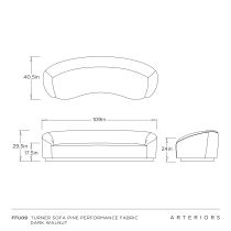 FFU09 Turner Sofa Pine Performance Chenille Dark Walnut Product Line Drawing