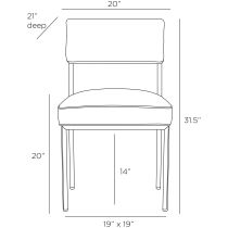 FRI02 Topanga Dining Chair Product Line Drawing