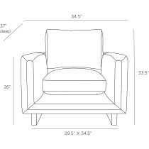 FRU02 Lovell Chair Oyster Linen Dark Walnut Product Line Drawing
