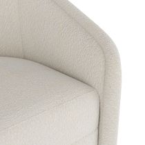 FRU05 Aljona Swivel Chair Cream Sherpa Oyster Leather Side View